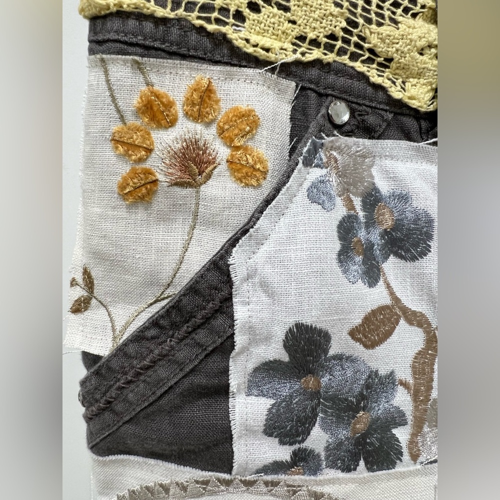 Embroidered Patchwork Linen Pants - image 8